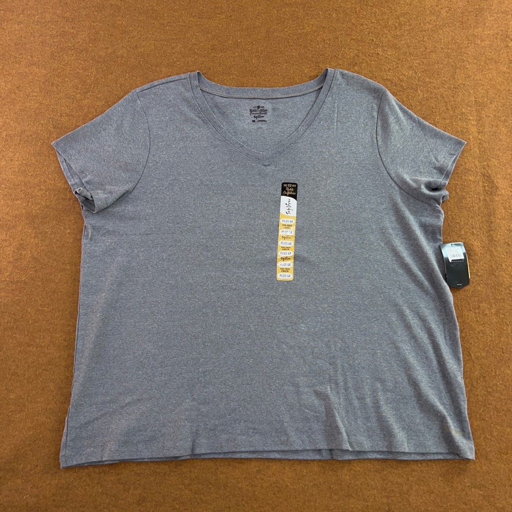 Noble Outfitters Womens 4X Charcoal Tug-Free V-Neck T-Shirt NWT